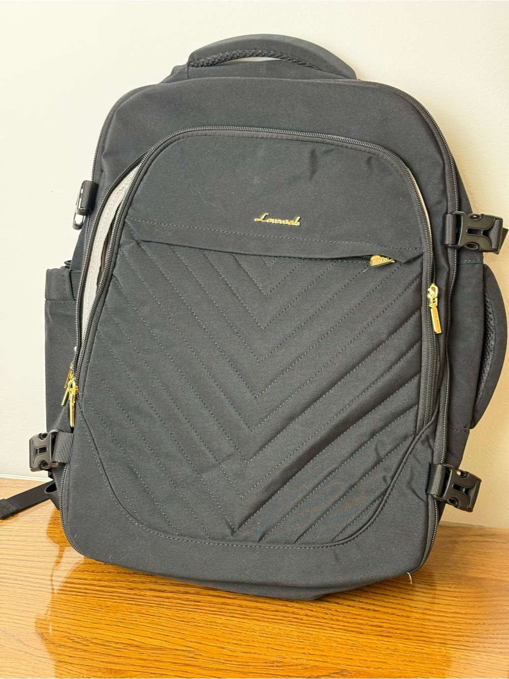 Lovevook travel laptop backpack with quilted design and gold zippers 18×14×10